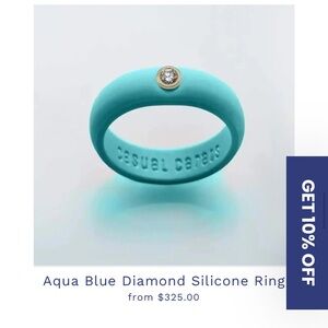 AQUA BLUE DIAMOND SILICONE RING